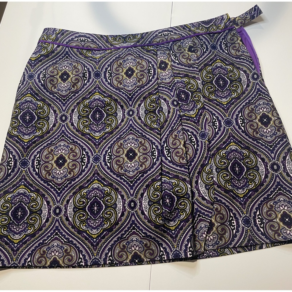 EP Pro Womens Purple Paisley Medallion Golf Skort Size 14 Athletic Skirt Shorts
